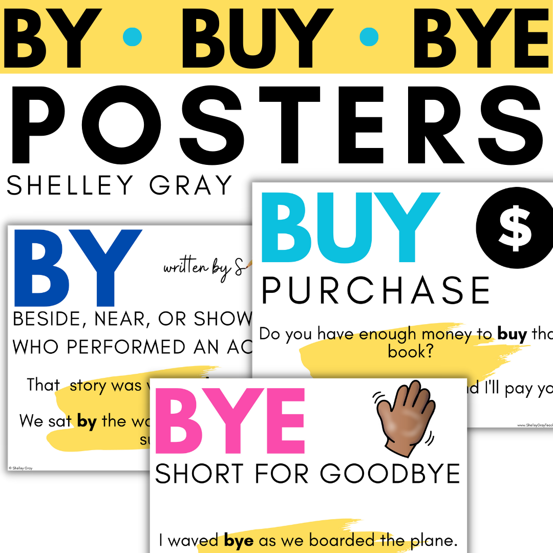 By Buy Bye Homophone Posters includes student notebook versions