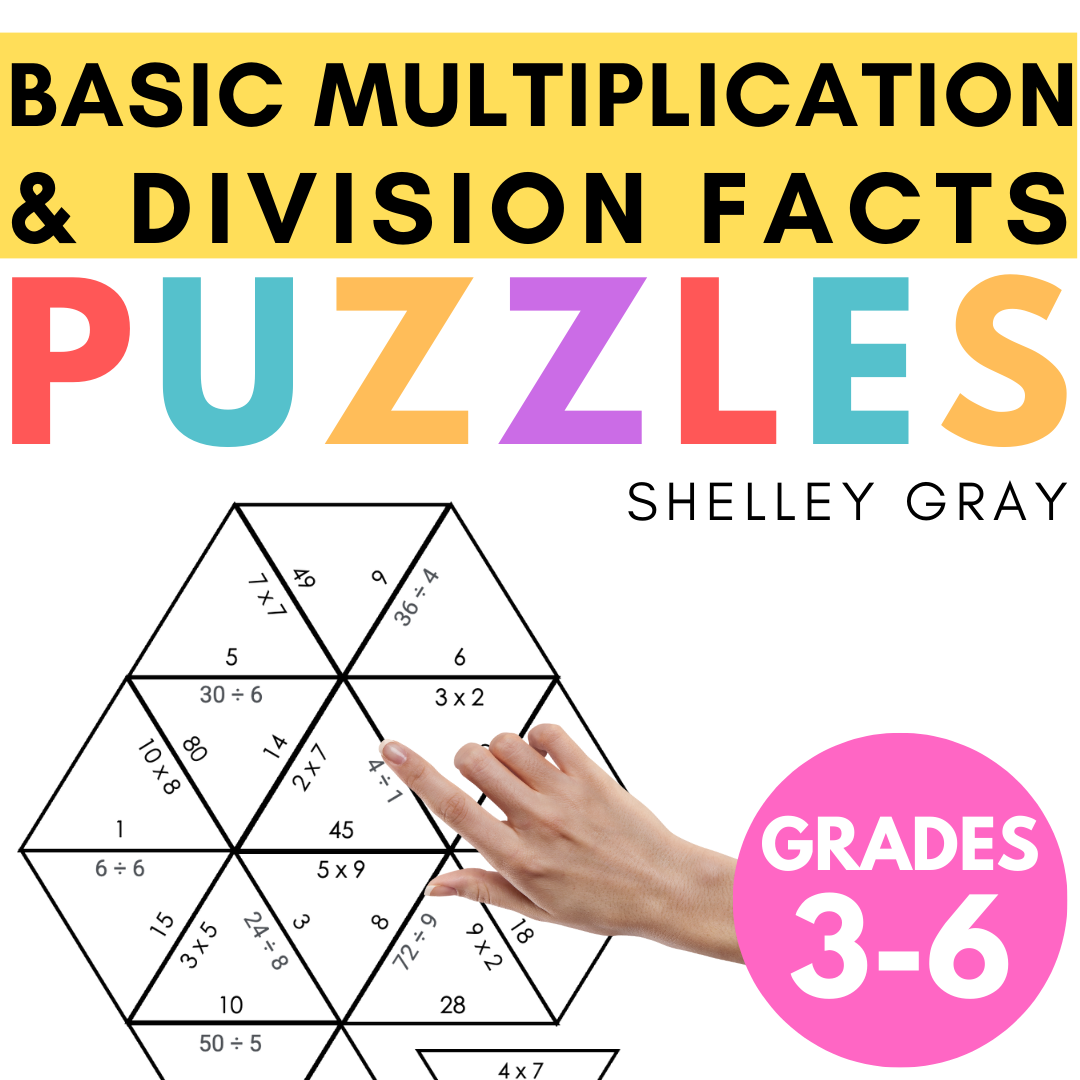 Multiplication & Division Basic Facts Math Puzzles (Tarsia CrossNumbe Shelley Gray Teaching