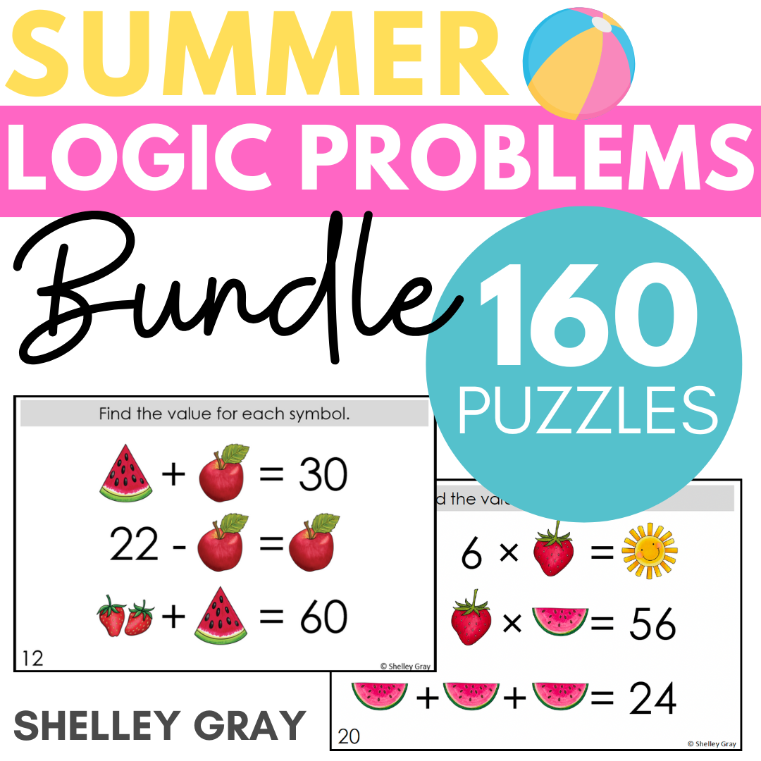 Summer-Themed Math Logic Problems Bundle, Problem-Solving and Critical ...