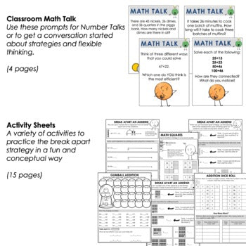 Image of Break Apart (Decomposing) for Addition - Mental Math Addition Strategy Unit