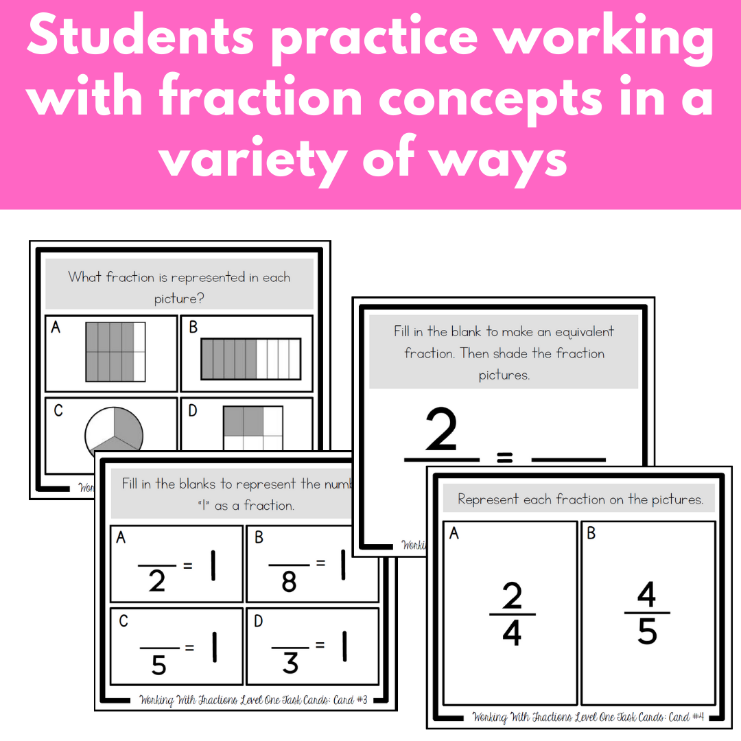 Fractions Task Cards - Small Group or Independent Fraction Practice
