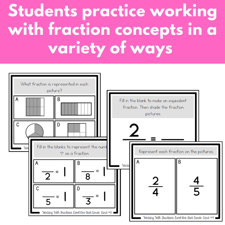Fractions Task Cards - Small Group or Independent Fraction Practice