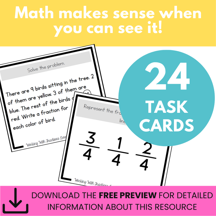 Fractions Task Cards - Small Group or Independent Fraction Practice