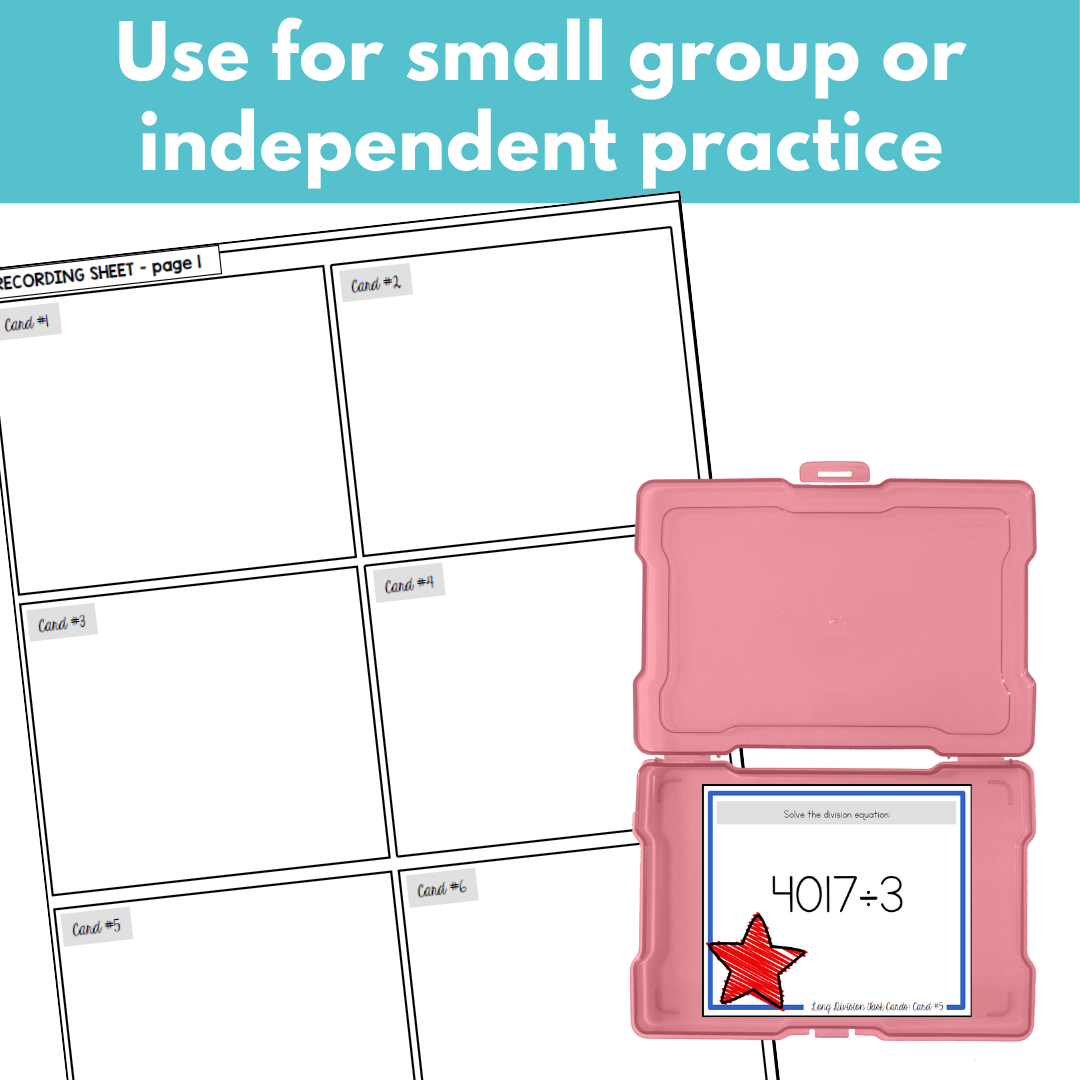 Long Division Task Cards: 4-digit by 1-digit, no remainders