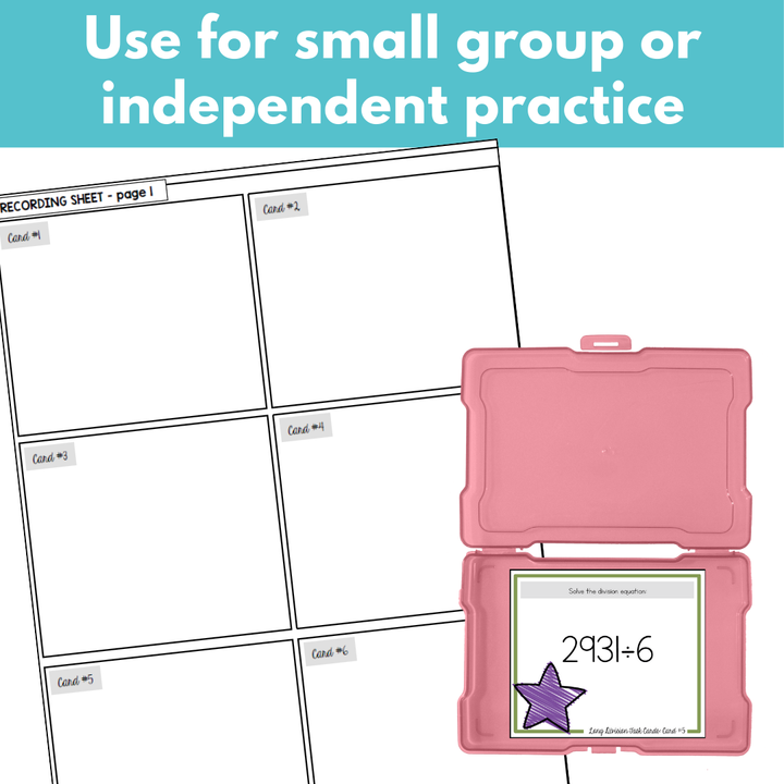 Long Division Task Cards: 4-digit by 1-digit, some remainders
