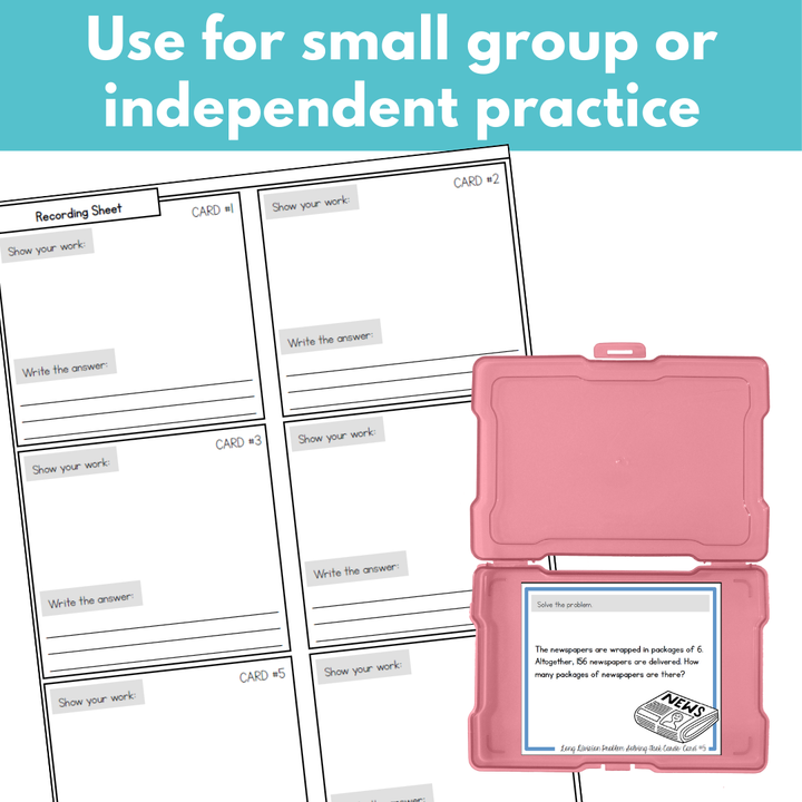 Long Division Problem Solving Task Cards - 2 and 3 by 1-digit, some remainders