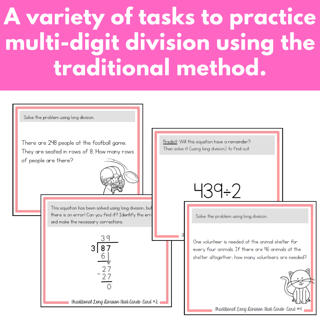 Long Division Task Cards - Standard Algorithm