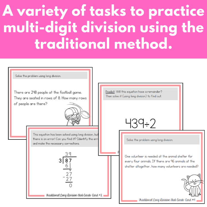 Long Division Task Cards - Standard Algorithm