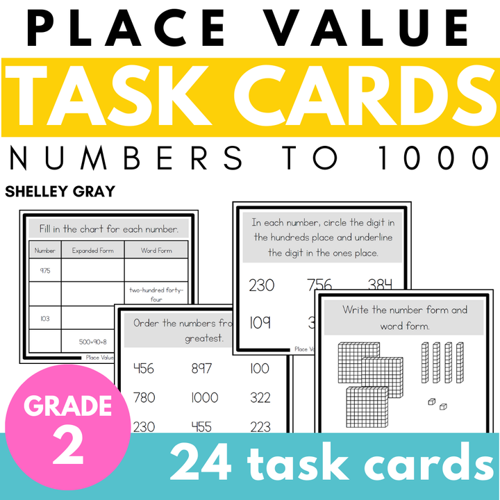 Place Value Task Cards - Numbers to 1,000