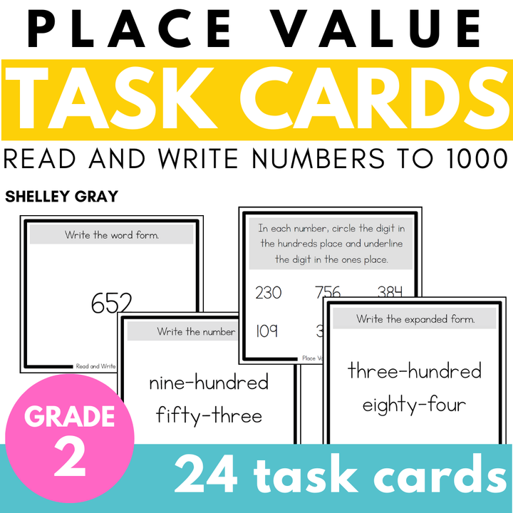 Read and Write Numbers to 1,000 - Place Value Task Cards