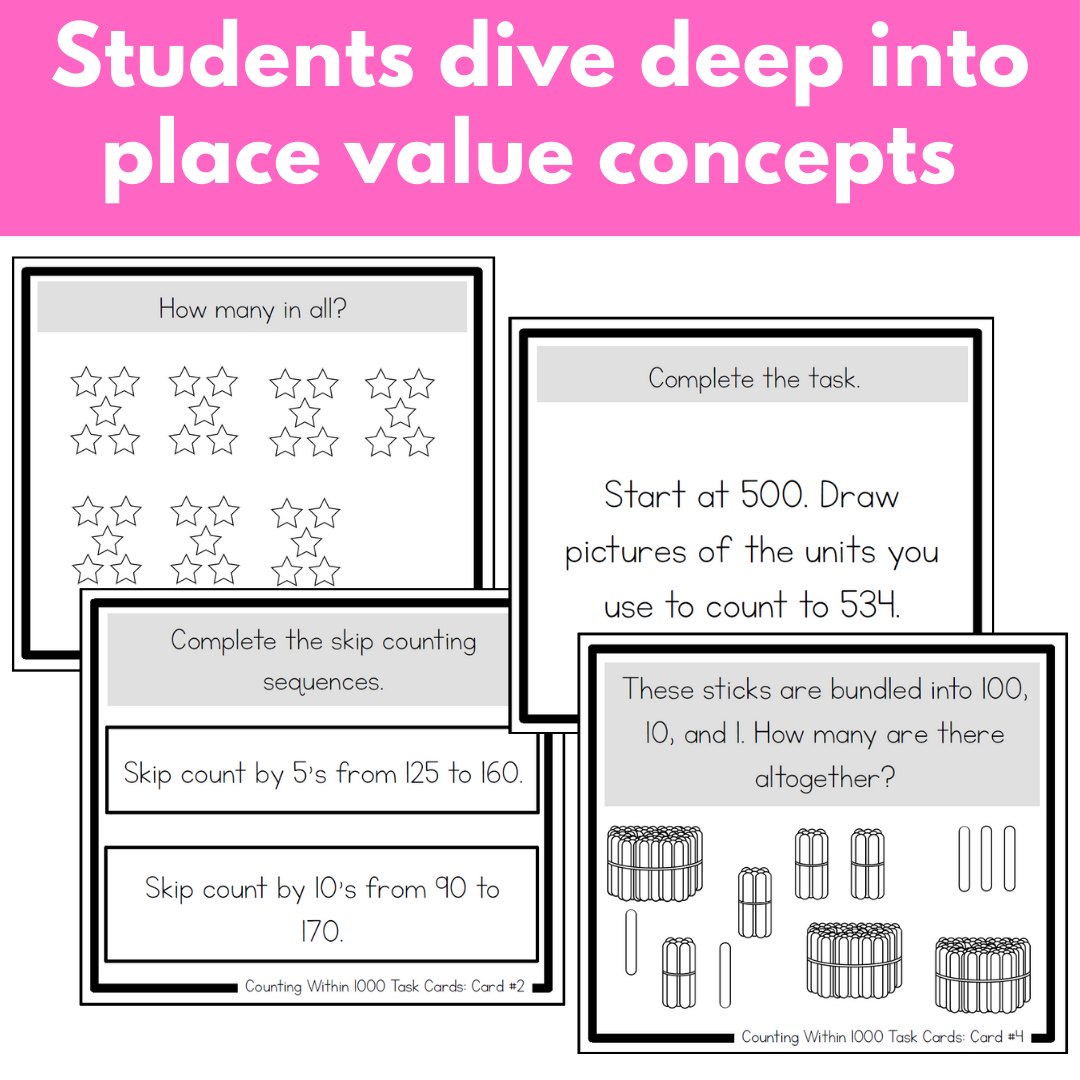 Counting Within 1,000 - Place Value Task Cards