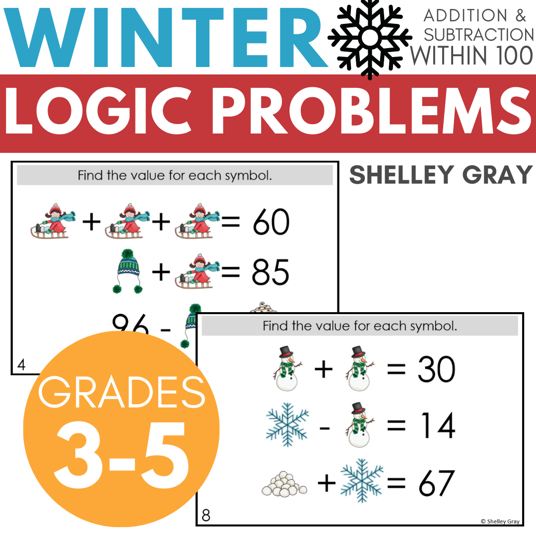 Logic Number Math Problems Winter-Themed Math Logic Problems, Puzzles for Addition & Subtraction ...
