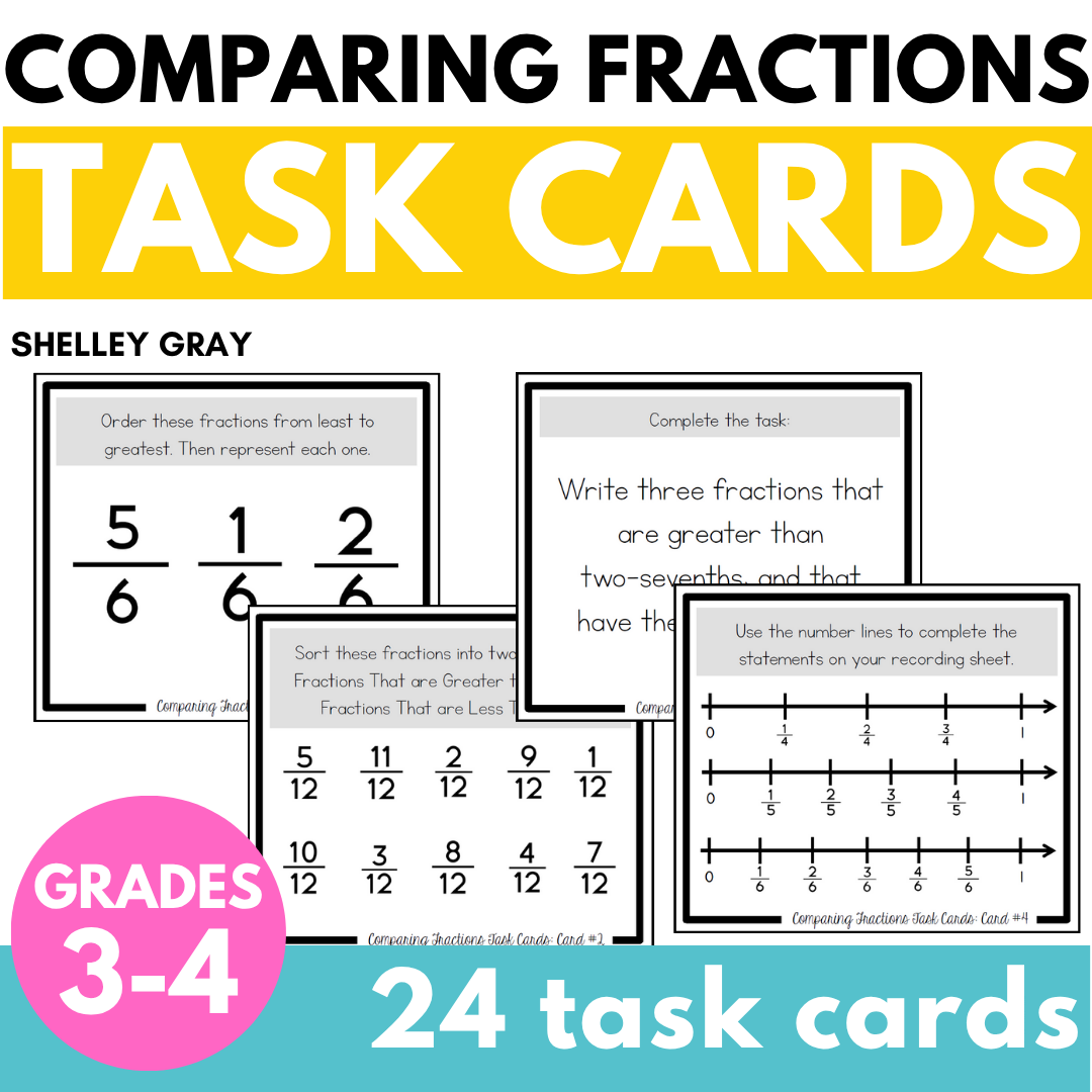 Comparing Fractions Task Cards - Fraction Practice