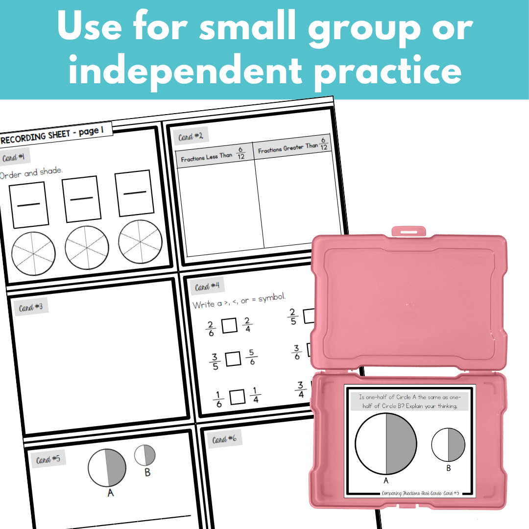 Comparing Fractions Task Cards - Fraction Practice
