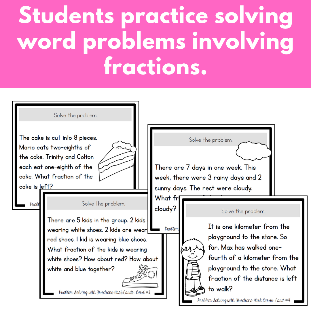 Fractions Problem Solving Task Cards - Fraction Practice