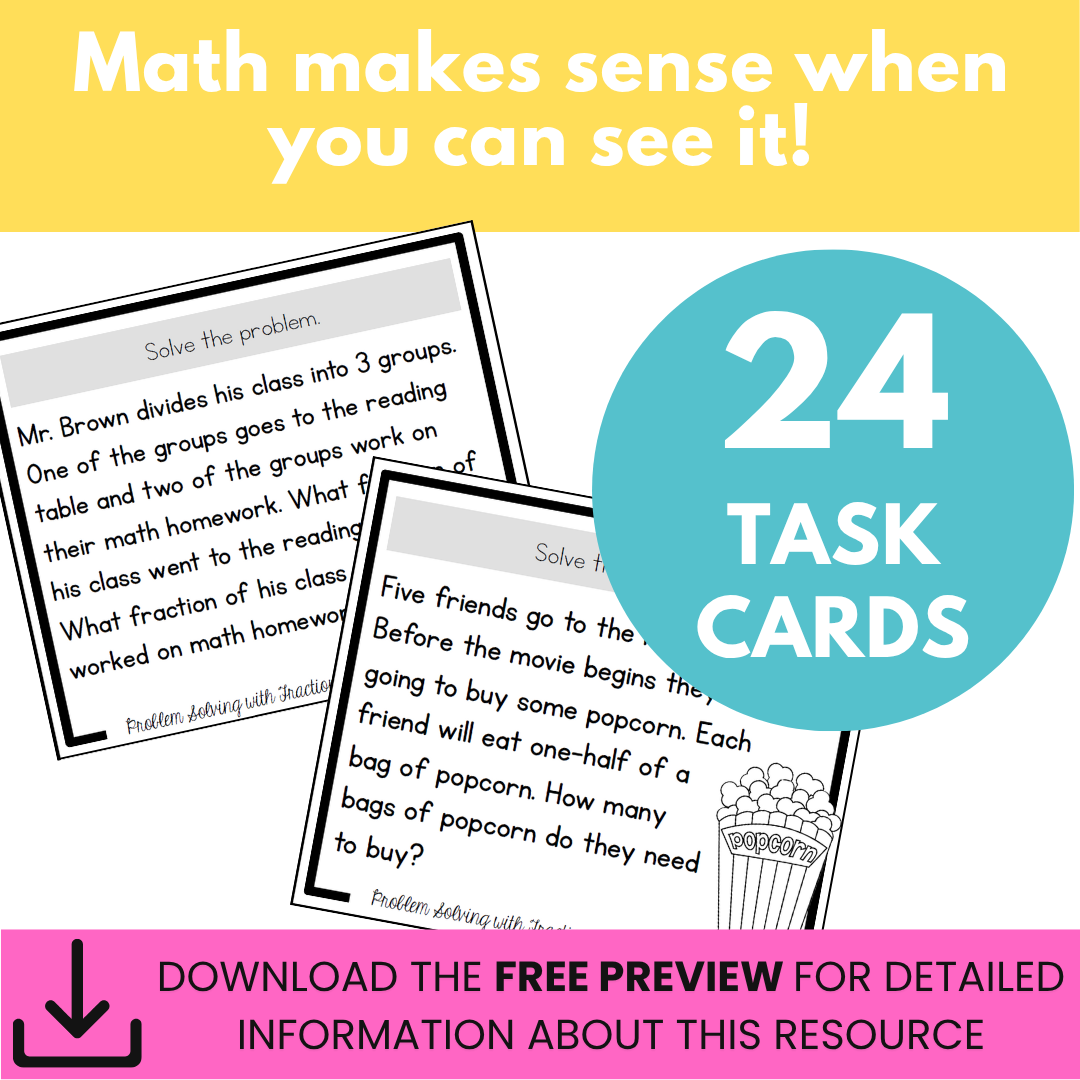 Fractions Problem Solving Task Cards - Fraction Practice