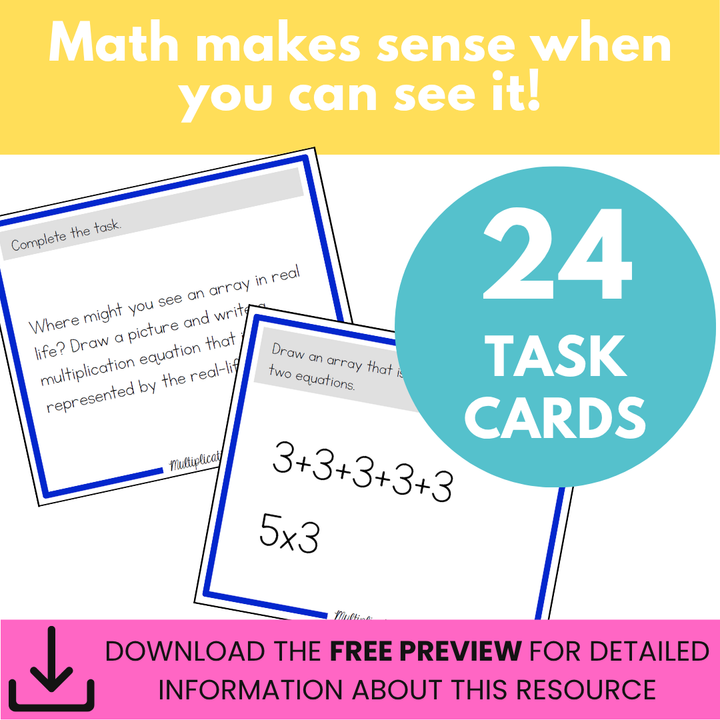 Multiplication Arrays Task Cards for Basic Multiplication Facts
