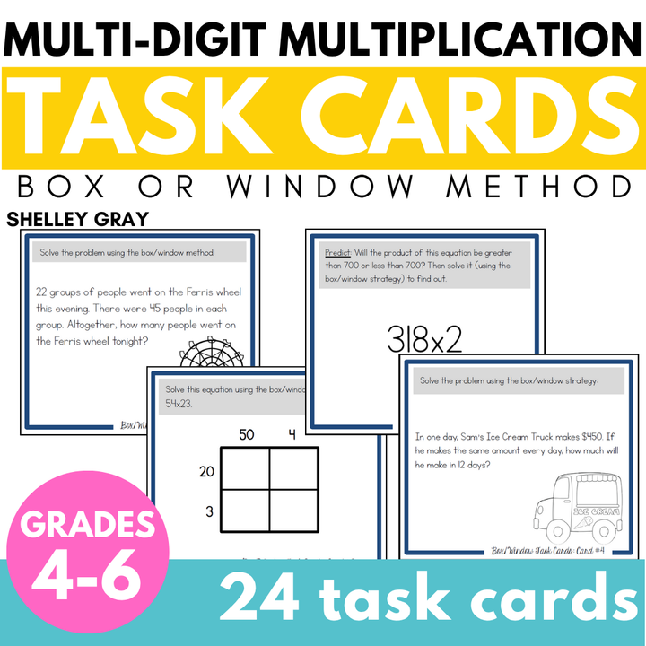 Multiplication Window Card Downloadable Box or Window Method - Multi-Digit Multiplication Task Cards – Shelley ...
