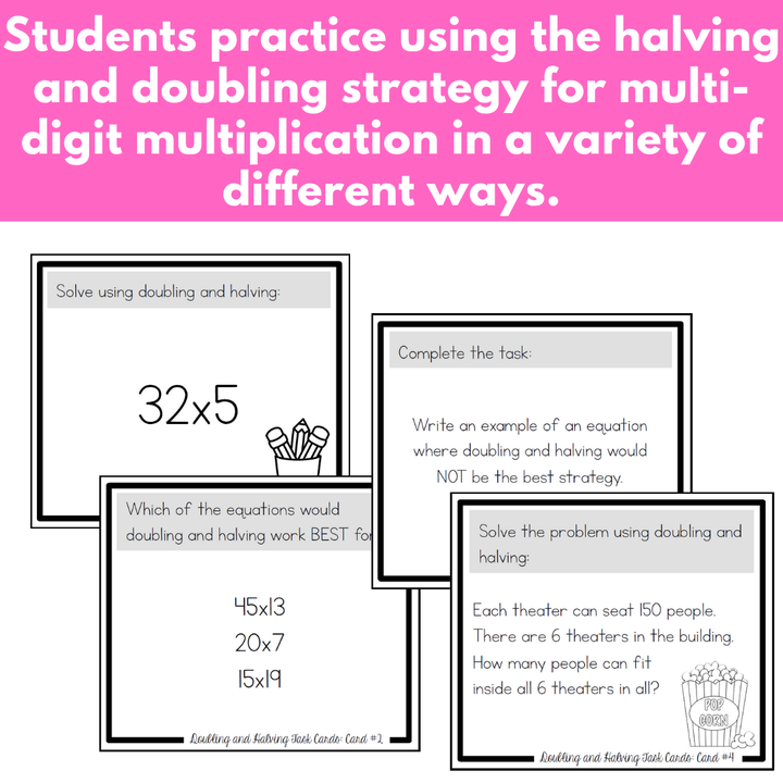 Halving Poster Math Halving and Doubling - Multi-Digit Multiplication Task Cards – Shelley ...