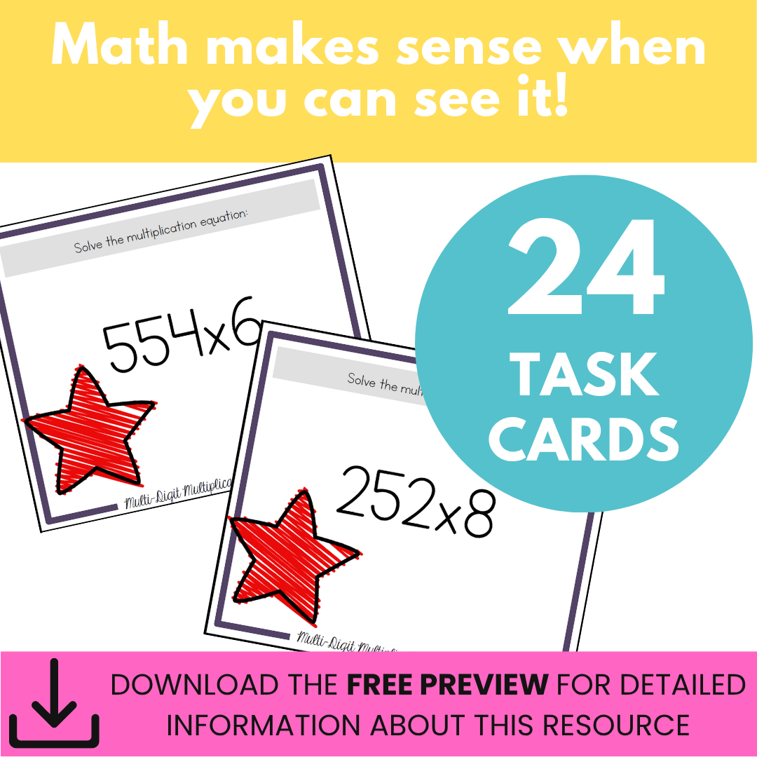 Multi-Digit Multiplication Task Cards  2 & 3-Digit by 1-Digit & Strategy Posters