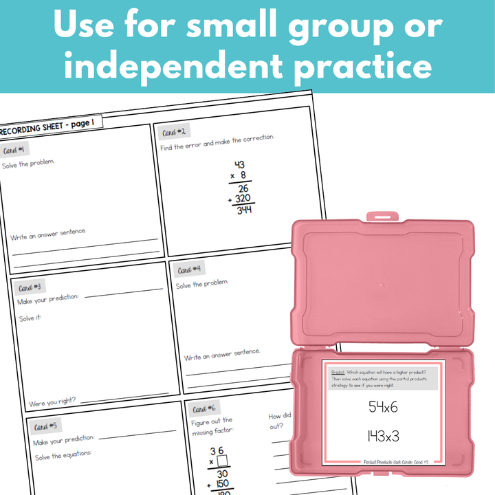 Partial Products Task Cards for Multi-Digit Multiplication
