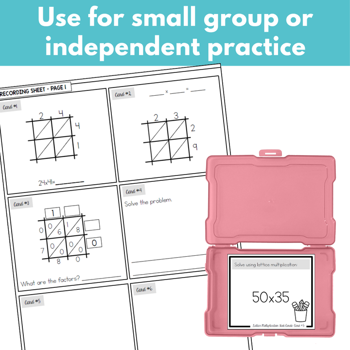 Lattice Multiplication - Multi-Digit Multiplication Task Cards