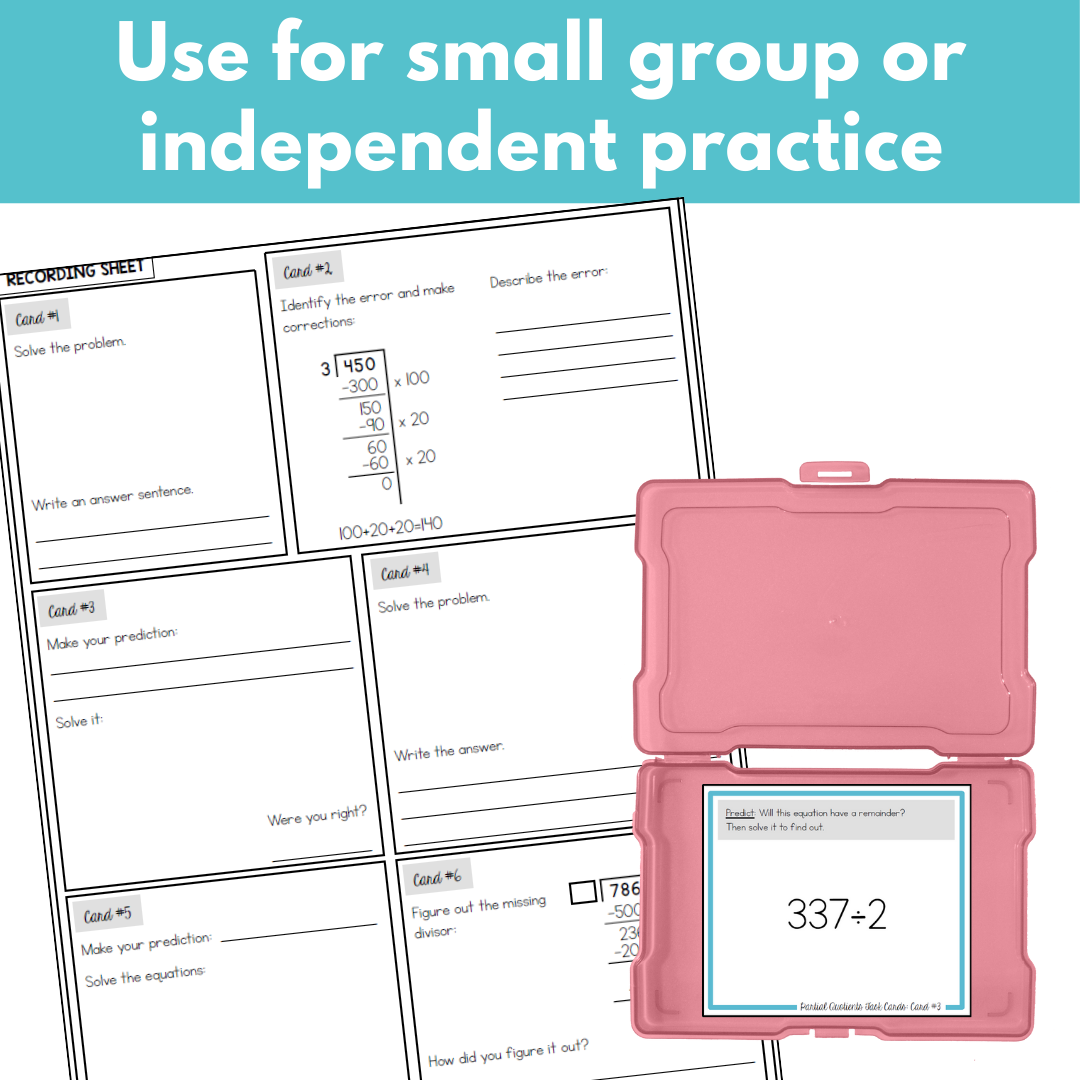Long Division Task Cards: The Partial Quotients Strategy