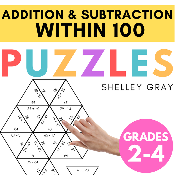 Computation Math Puzzle Addition and Subtraction Within 100 Math Puzzles; Tarsia Puzzles, Cros ...