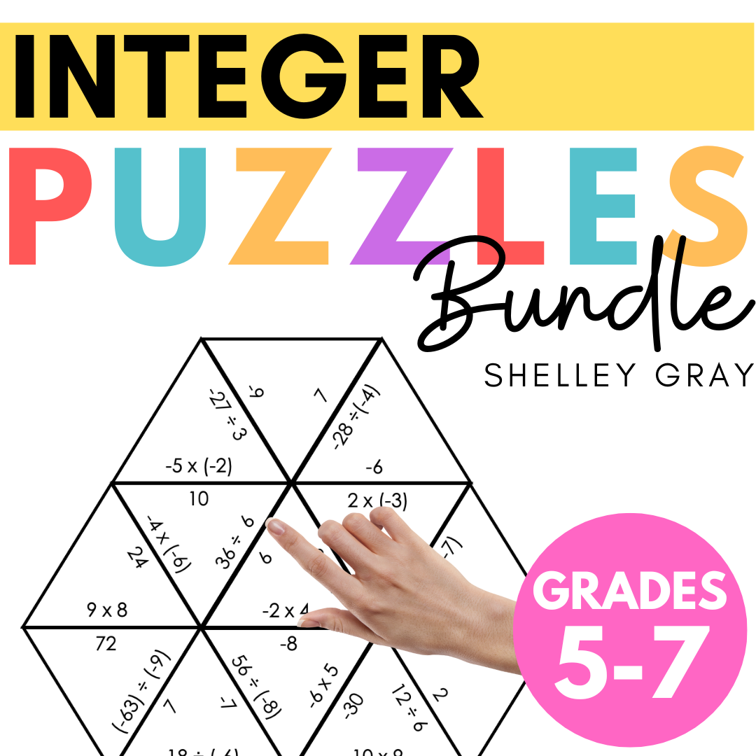 Math Puzzlss Integer Activities Math Puzzles BUNDLE; Tarsia Puzzles, Mazes, and Cro ...