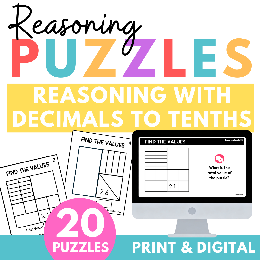 Math Reasoning Puzzles Decimals to Tenths | Grades 5-8 Problem Solving