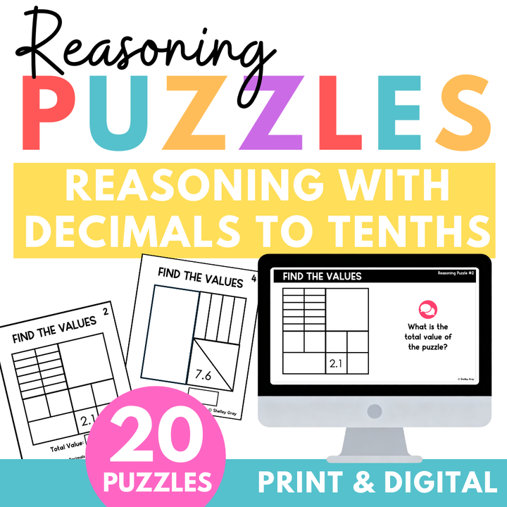 Math Reasoning Puzzles Decimals to Tenths | Grades 5-8 Problem Solving
