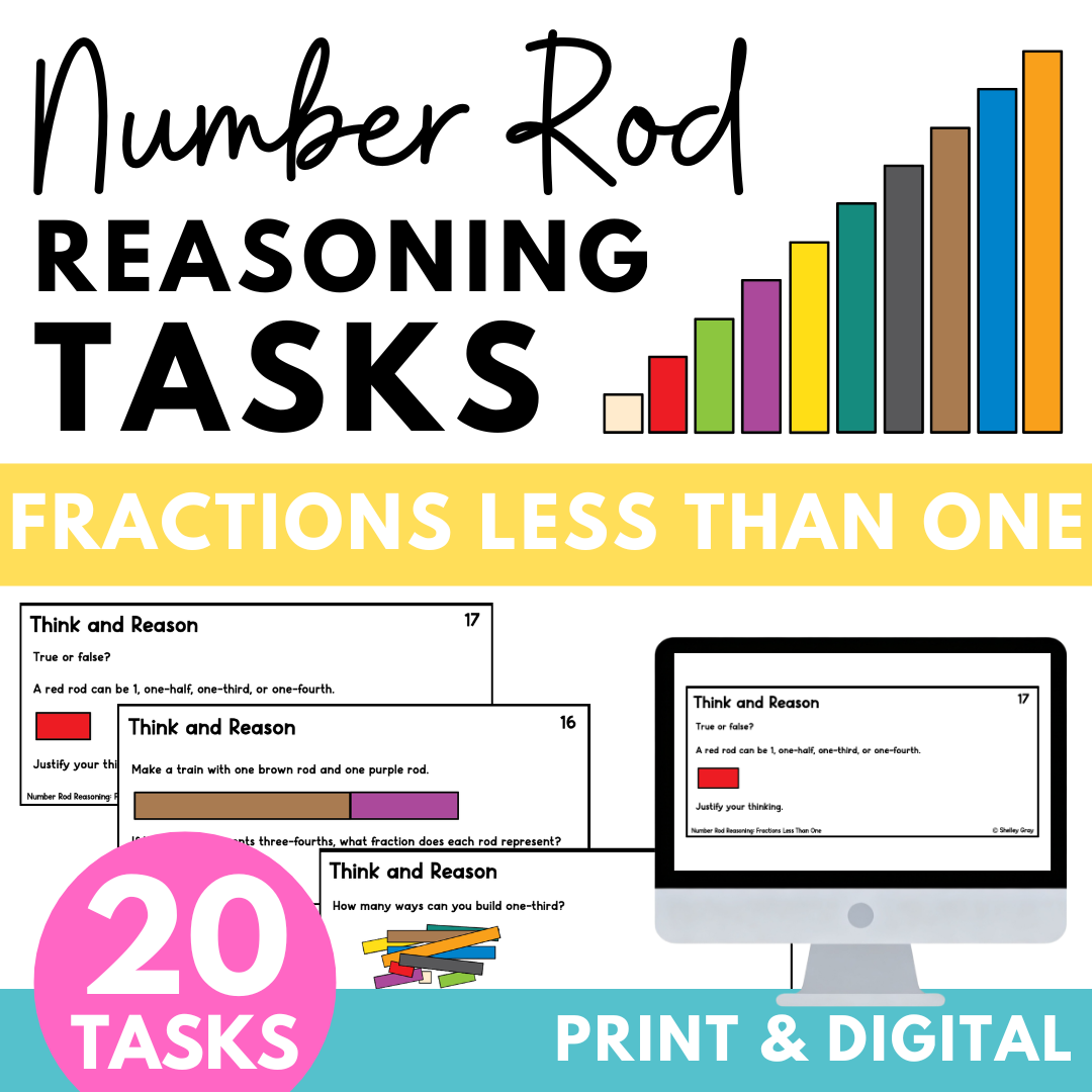 Number Rod Reasoning Tasks (Cuisenaire Rods) Fractions Less Than One