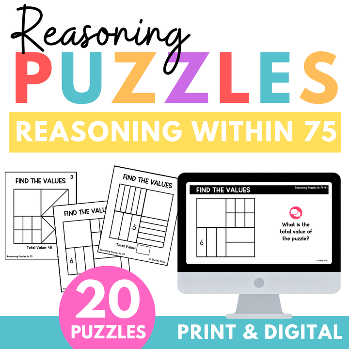 Math Reasoning Puzzles to 75 | Grade 2–3 Problem Solving & Number Sense