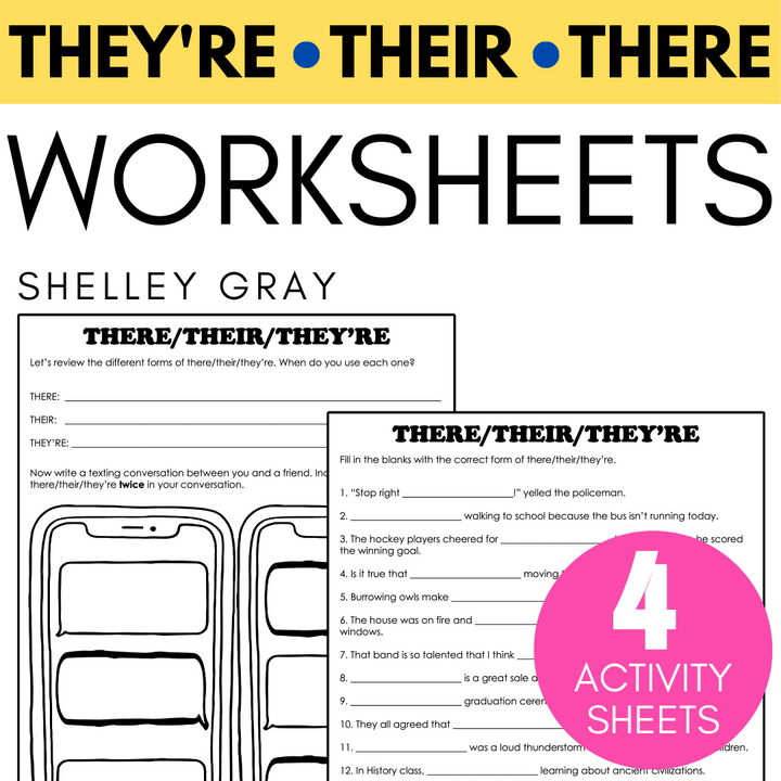 There, Their, They're Homophone Worksheets