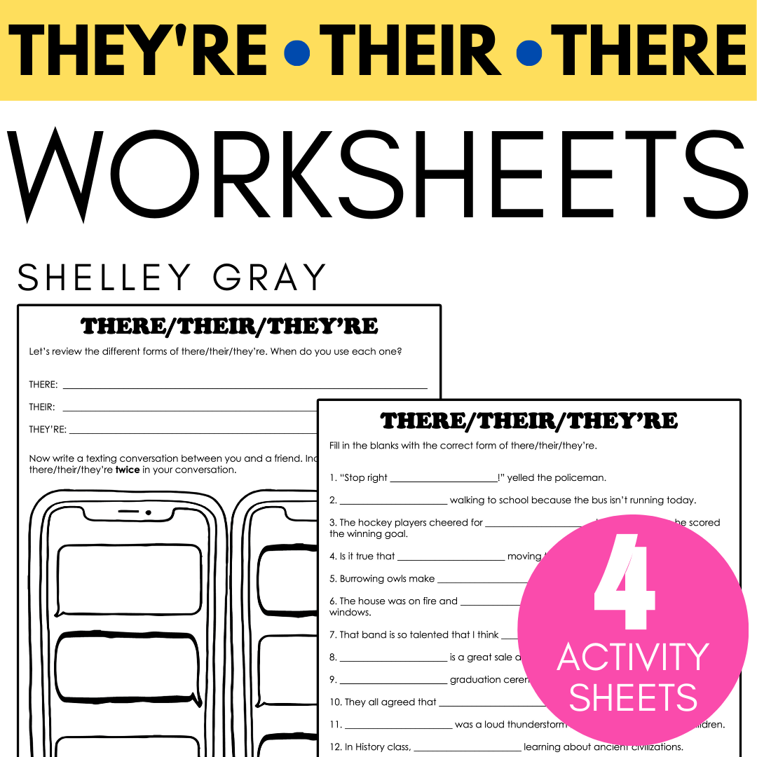 There Their Theyre Homophone Worksheets Shelley Gray Teaching 6800