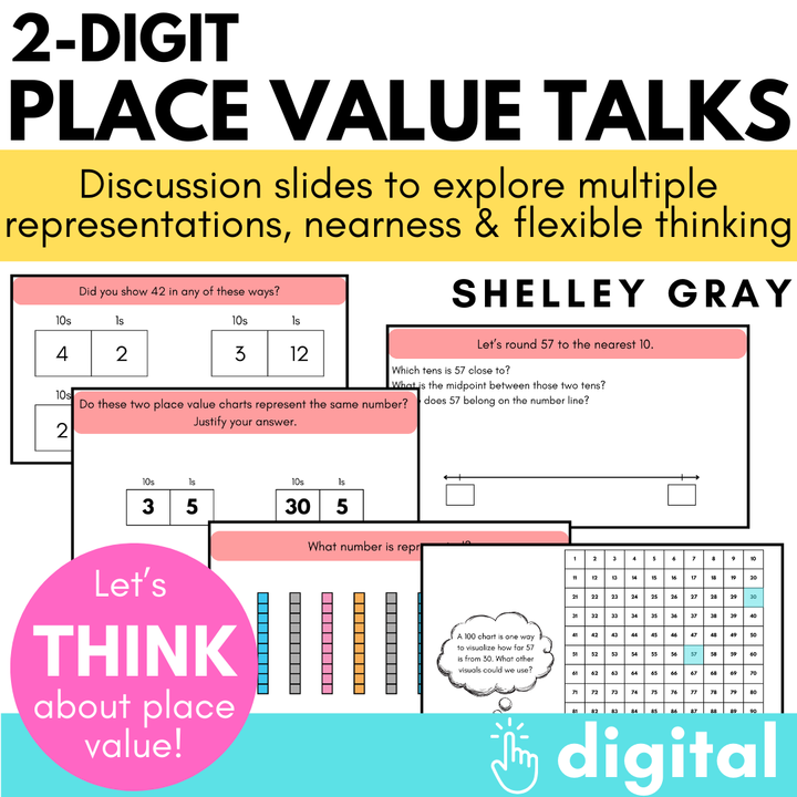 Place Value Teaching Slides, 2-Digit, Build Deep Understanding, Math Talks