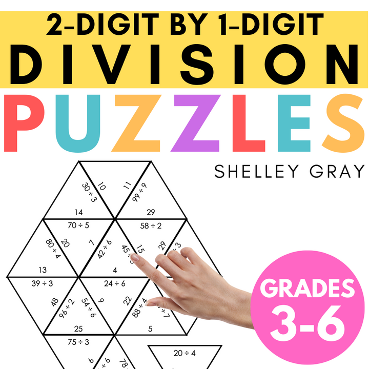 2-Digit by 1-Digit Division Math Puzzles (Tarsia, Cross-Number, Mazes)