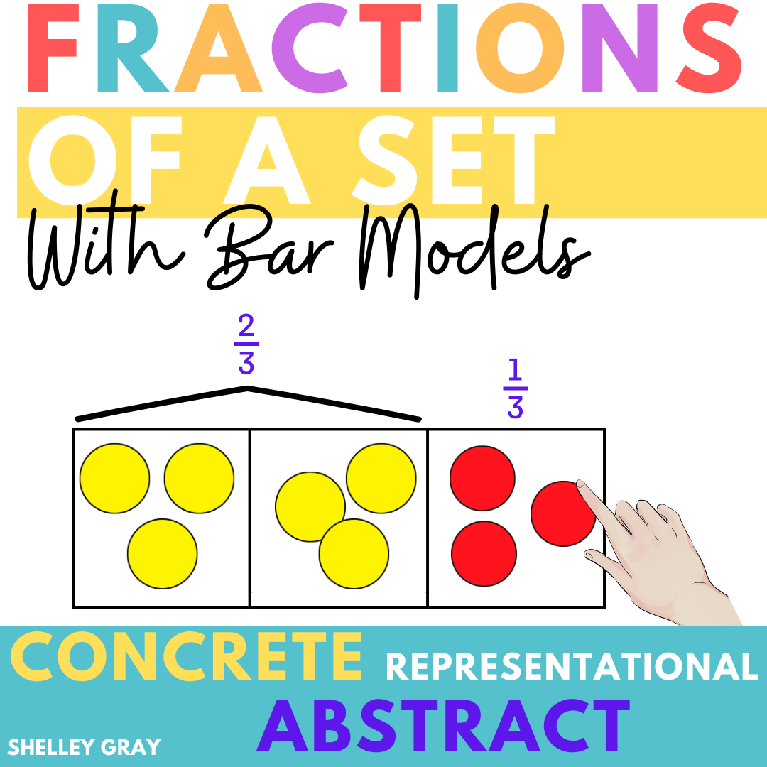 Fractions of a Set Task Cards with Bar Models | Fractions of a Group | CRA Model