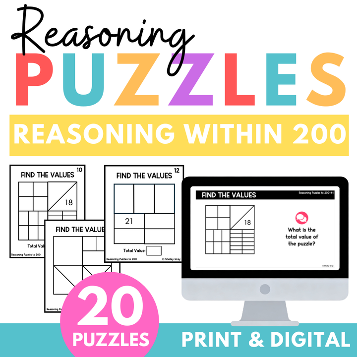Math Reasoning Puzzles to 200 | Grade 3-5 Problem Solving & Number Sense