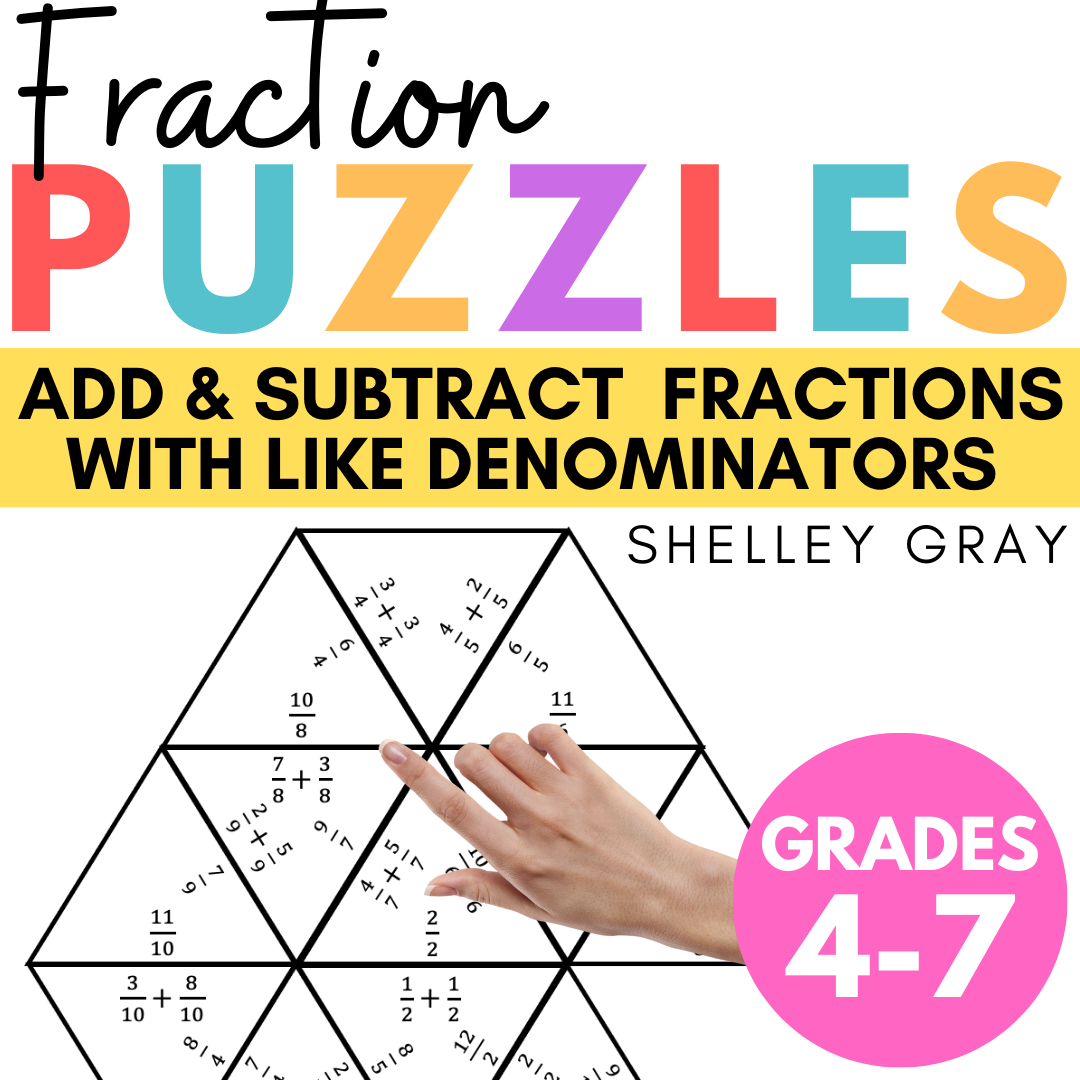 Adding and Subtracting Fractions with Like Denominators, Fraction Math Puzzles