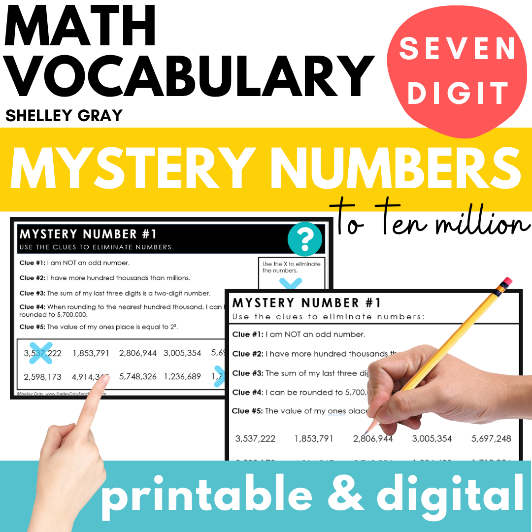 Math Vocabulary 7-Digit Mystery Numbers - Problem-Solving, Morning Wor ...