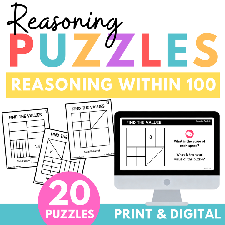 Math Reasoning Puzzles to 100 | Grade 3-5 Problem Solving & Number Sense