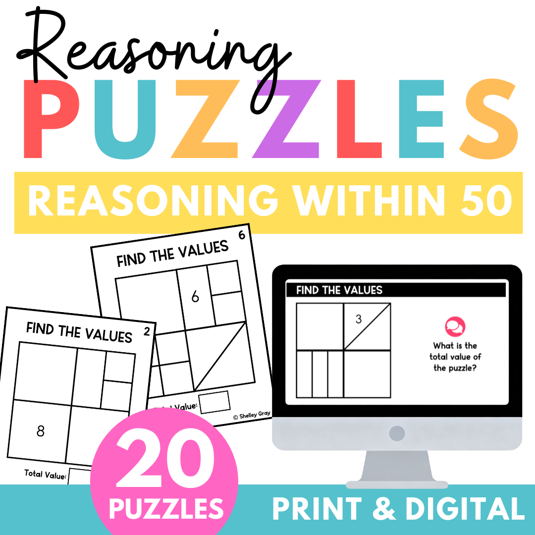 Math Reasoning Puzzles to 50 | Grade 2–3 Problem Solving & Number Sense