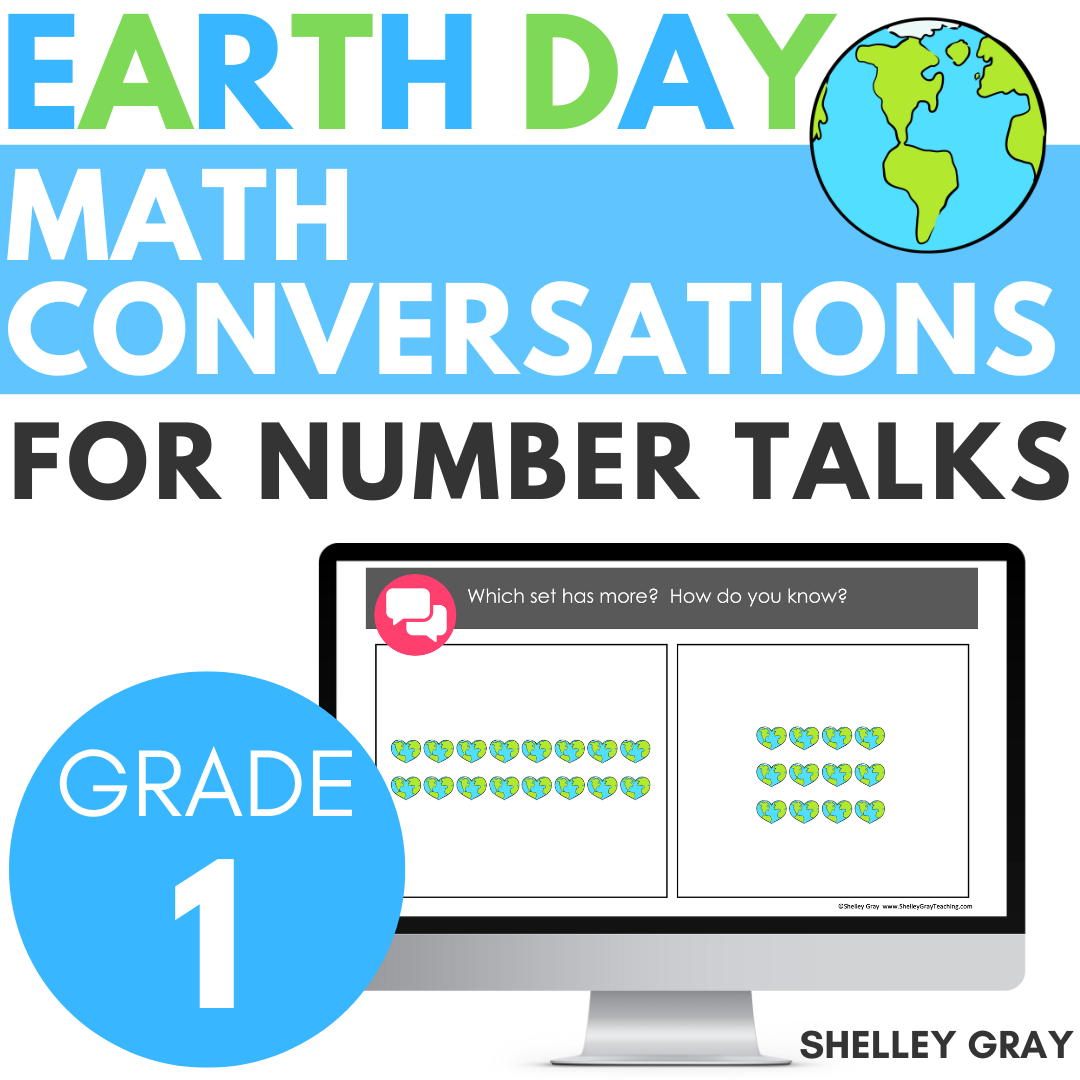Data Math Talk Earth Day Math Conversations for Number Talks, 1st Grade, 20 Number Ta ...