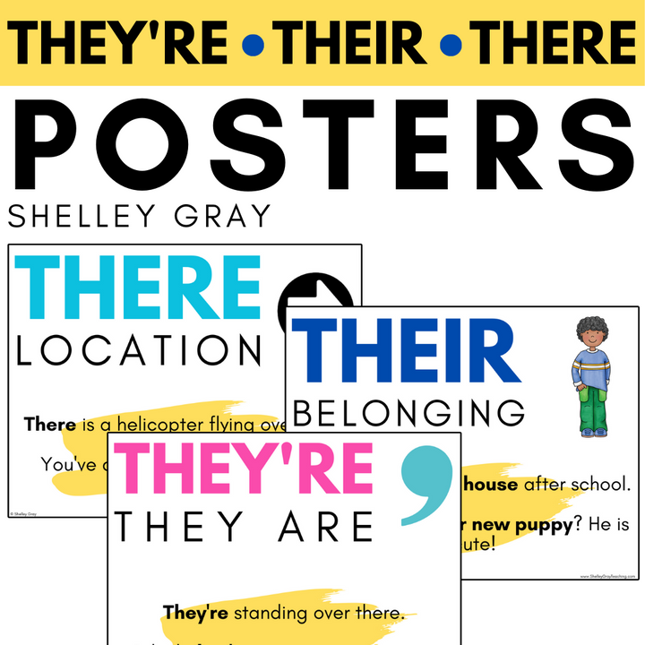 There, Their, They're Homophone Posters | includes student notebook versions