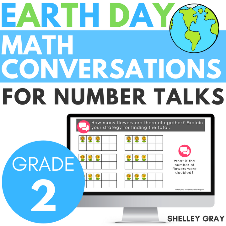 Earth Day Math Conversations for Number Talks, 2nd Grade, 20 Number Talks