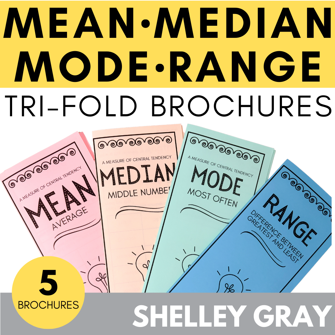 Mean Median Mode Range Activities, TriFold Brochure Shelley Gray Teaching