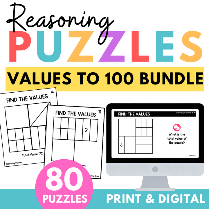 Math Reasoning Puzzles to 100 Bundle | Problem Solving & Critical Thinking