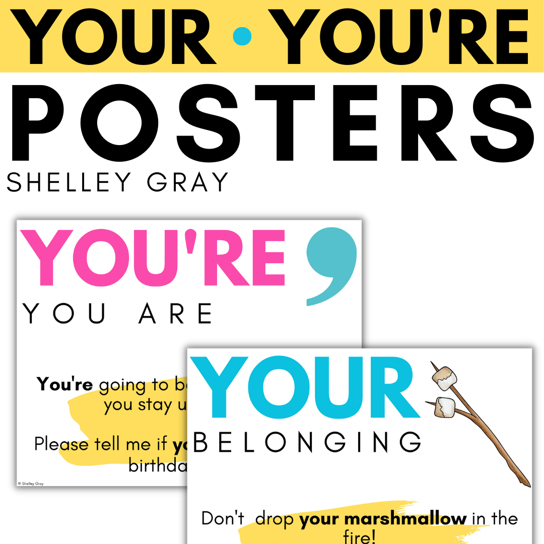 Your You're Homophone Posters | includes student notebook versions