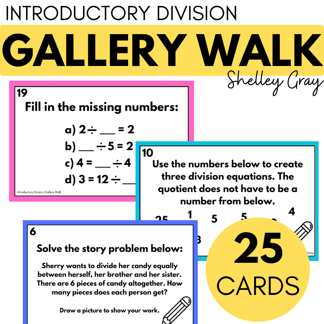 Division Facts to 25 Around the Room Gallery Walk